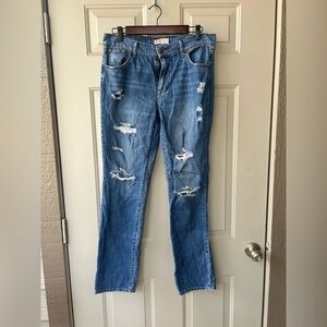 BCBGeneration Light Blue Distressed Straight Leg Jeans